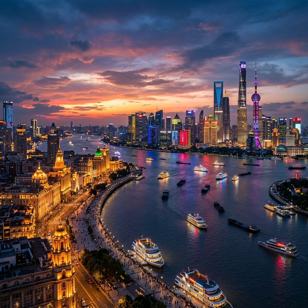 Shanghai skyline night